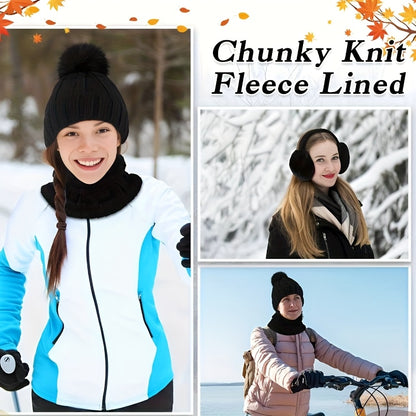 9-teiliges Winter-Warm-Up-Set für Weihnachts-Outdoorsport: Warme Mütze, Halswärmer, Touchscreen-Handschuhe, Thermo-Hand- und Fußschutz, weiche Ohrenschützer & Bodensocken