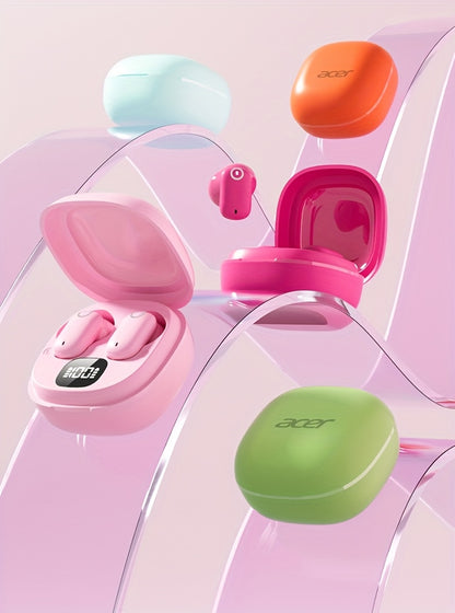 [Acer Offiziell Original] TWS Kabellose Ohrhörer mit Tiefbass-Stereo + Geräuschunterdrückung bei Anrufen, Ultra lange Akkulaufzeit, In-Ear-Design für Sport und Laufen, Mini und kompakt, HIFI-Sound, leichtes Touch-Bedienung