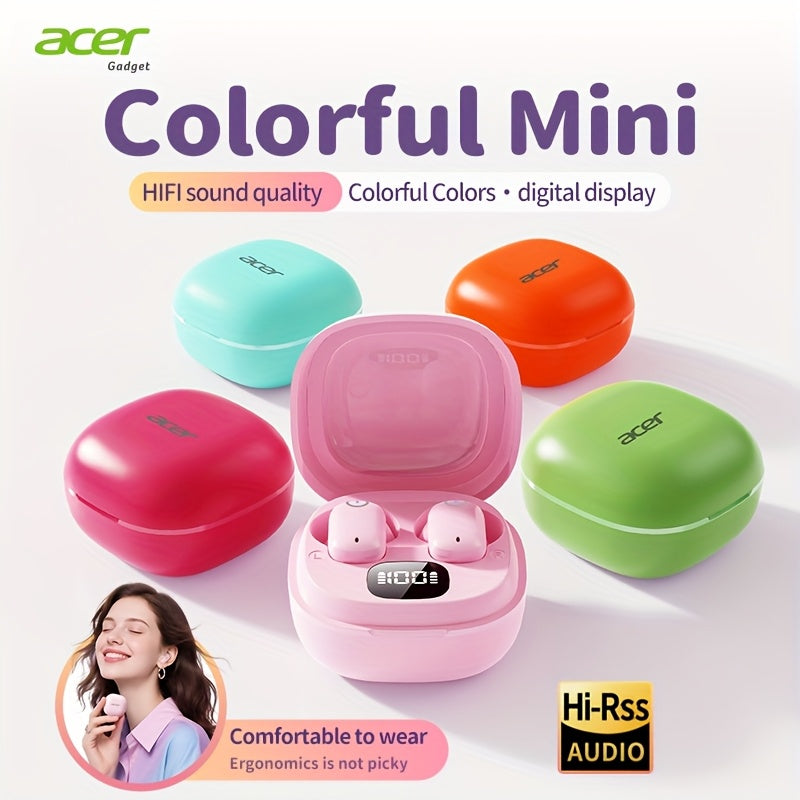 [Acer Offiziell Original] TWS Kabellose Ohrhörer mit Tiefbass-Stereo + Geräuschunterdrückung bei Anrufen, Ultra lange Akkulaufzeit, In-Ear-Design für Sport und Laufen, Mini und kompakt, HIFI-Sound, leichtes Touch-Bedienung