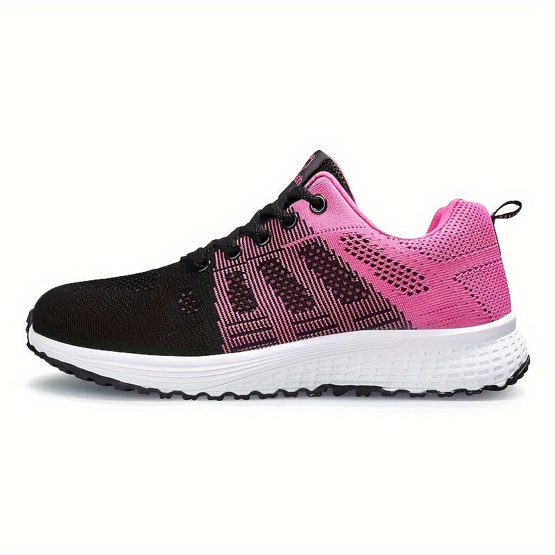 Damen Leichte Mesh-Sportschuhe - Atmungsaktive, Schnürschuhe zum Laufen mit EVA-Sohle, Modische Schwarze Freizeit- und Gehschuhe