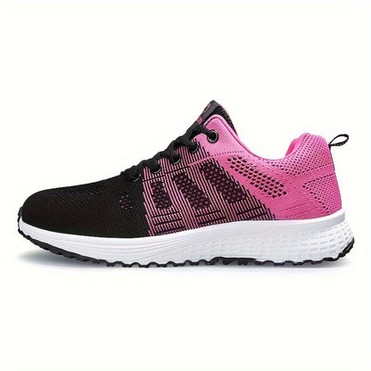 Damen Leichte Mesh-Sportschuhe - Atmungsaktive, Schnürschuhe zum Laufen mit EVA-Sohle, Modische Schwarze Freizeit- und Gehschuhe