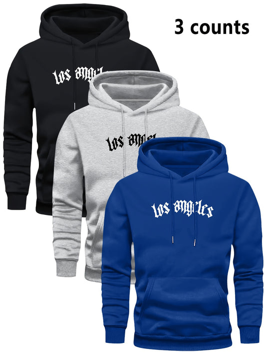 3er-Set Herren-Casual-Hoodies mit Fleece, stilvoll und vielseitig.