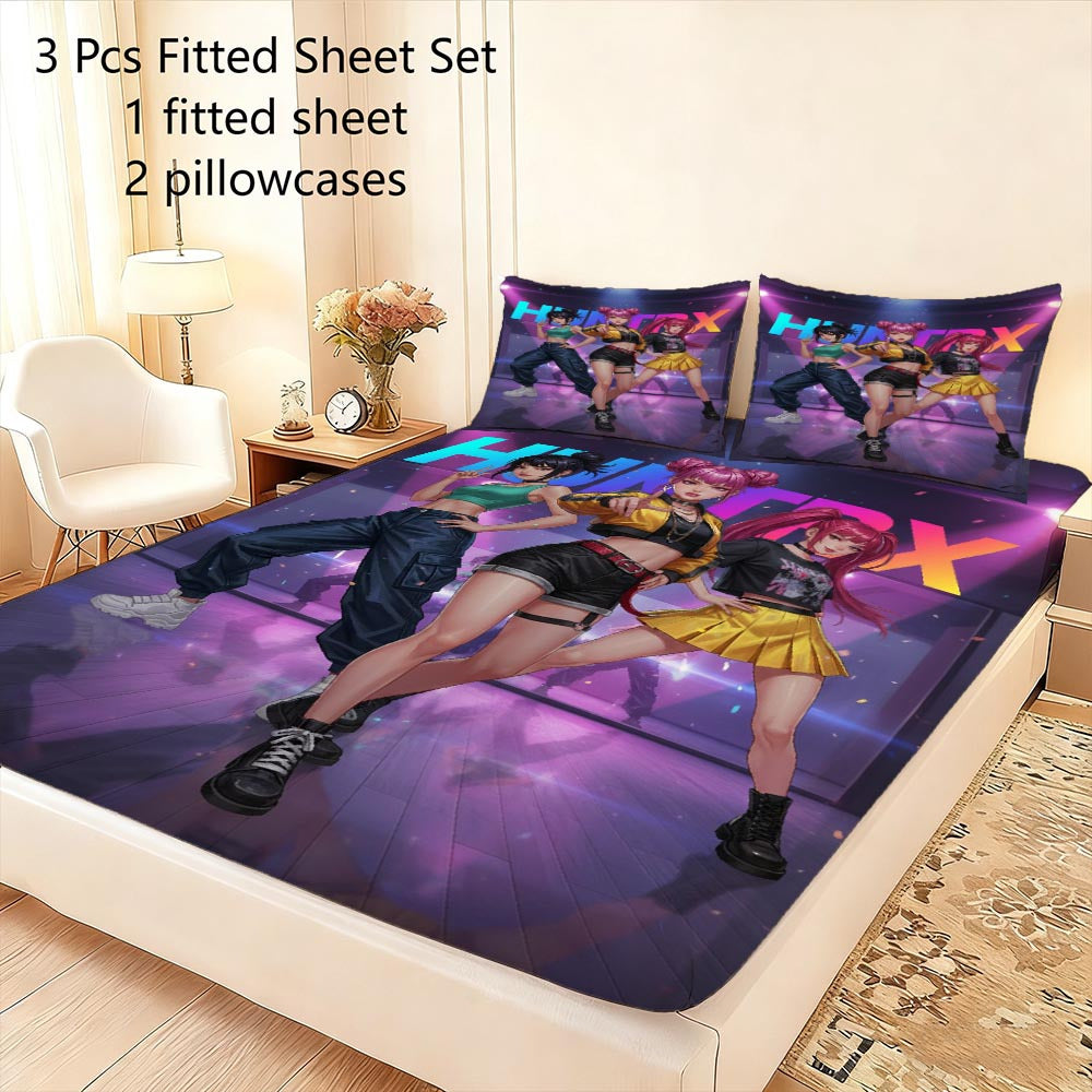 3-teiliges Kpop-Bettwäscheset, atmungsaktiv und bequem im Lakenstil, beinhaltet 1 Bettbezug und 2 Kissenbezüge, ein kernloser Matratzenschoner, ein stilvolles und langlebiges Essential zum Schutz der Matratze