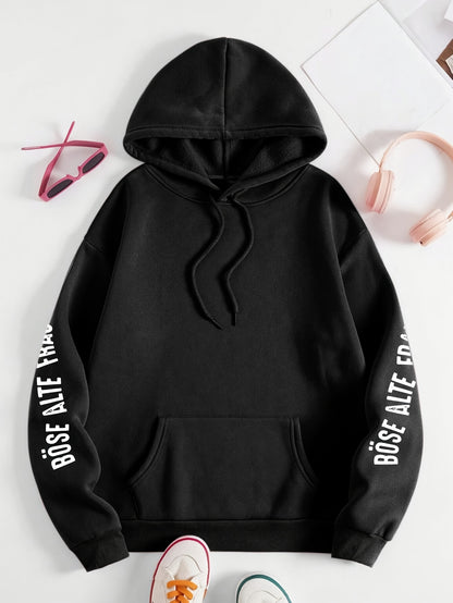 Große Größen  - Hoodie mit Totenkopf-Muster - Böse Alte Frau Druck