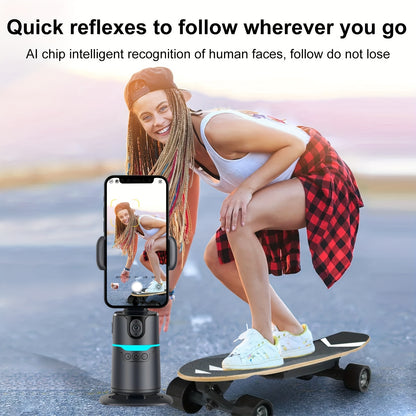 Q14 Neuer Gimbal-Selfie-Stick mit automatischer Gesichtserkennung, Fernsteuerung, 4-in-1 Gimbal-Stabilisator, 360°-Drehung, kompatibel mit iPhone/Android - Q12 Schwarz