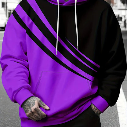 3D-gedrucktes Herren-Sweatshirt mit Tropfenschulter, langärmelig und Kapuze, PLUS SIZE