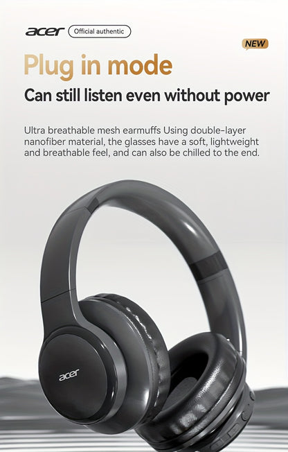 Aufgerüstete kabellose Over-Ear-Kopfhörer mit bassverstärktem Sound, leichtem klappbarem Design und integriertem Mikrofon. Inklusive 3,5-mm-Audiokabel