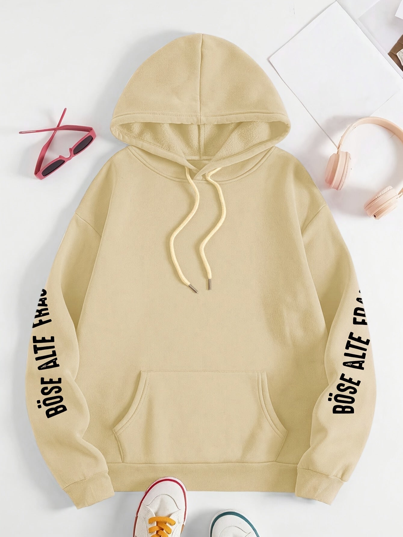 Große Größen  - Hoodie mit Totenkopf-Muster - Böse Alte Frau Druck