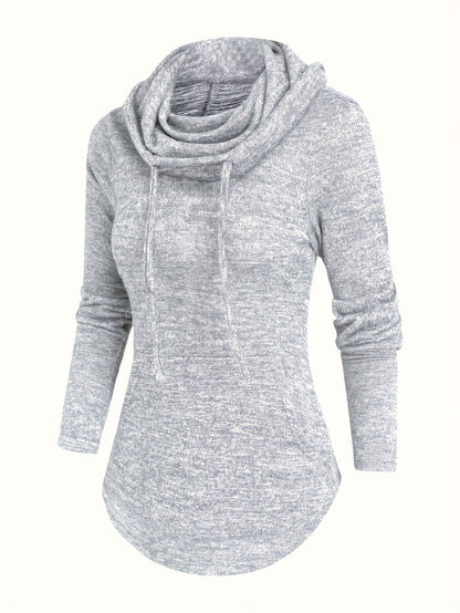 Übergröße - Lässiges Kapuzen-Sweatshirt für Frauen in Übergröße mit Wasserfallkragen