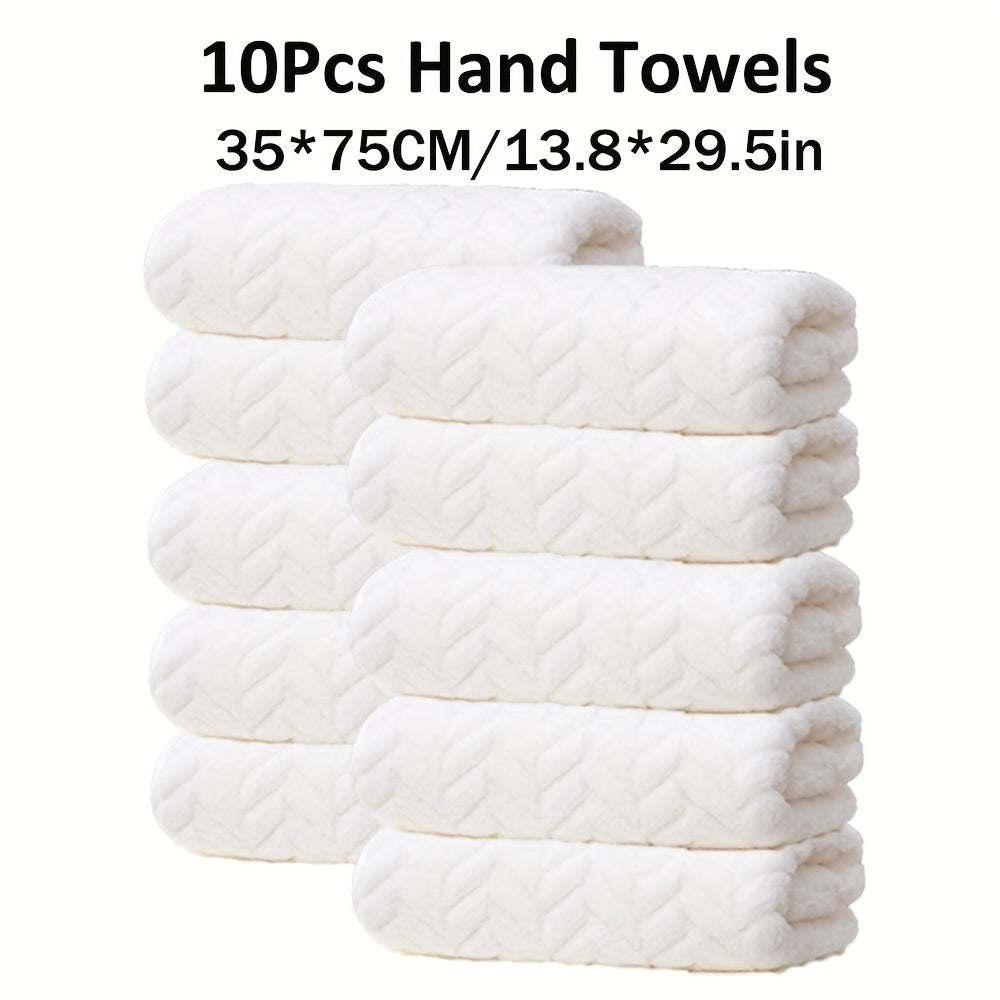 Set aus 10 einfarbigen Handtüchern mit den Maßen 35*75 cm aus Mikrofaser. Sie sind weich, bequem und sehr saugfähig