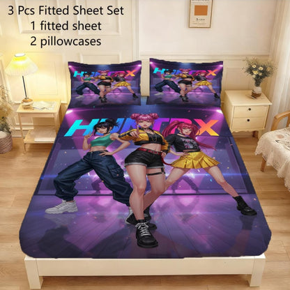 3-teiliges Kpop-Bettwäscheset, atmungsaktiv und bequem im Lakenstil, beinhaltet 1 Bettbezug und 2 Kissenbezüge, ein kernloser Matratzenschoner, ein stilvolles und langlebiges Essential zum Schutz der Matratze