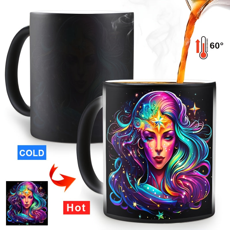 1 Stück 0,33Liter Zodiac Magic Farbwechsel-Becher - Lebhaftes Sternbild-Design, für heiße & kalte Getränke, perfekte Geschenkidee nur Handwäsche