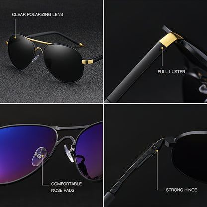 AOWEAR UV400 Piloten-Sonnenbrille für Männer mit polarisierten Spiegelgläsern zum Fahren