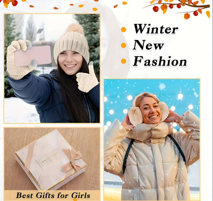 9-teiliges Winter-Warm-Up-Set für Weihnachts-Outdoorsport: Warme Mütze, Halswärmer, Touchscreen-Handschuhe, Thermo-Hand- und Fußschutz, weiche Ohrenschützer & Bodensocken