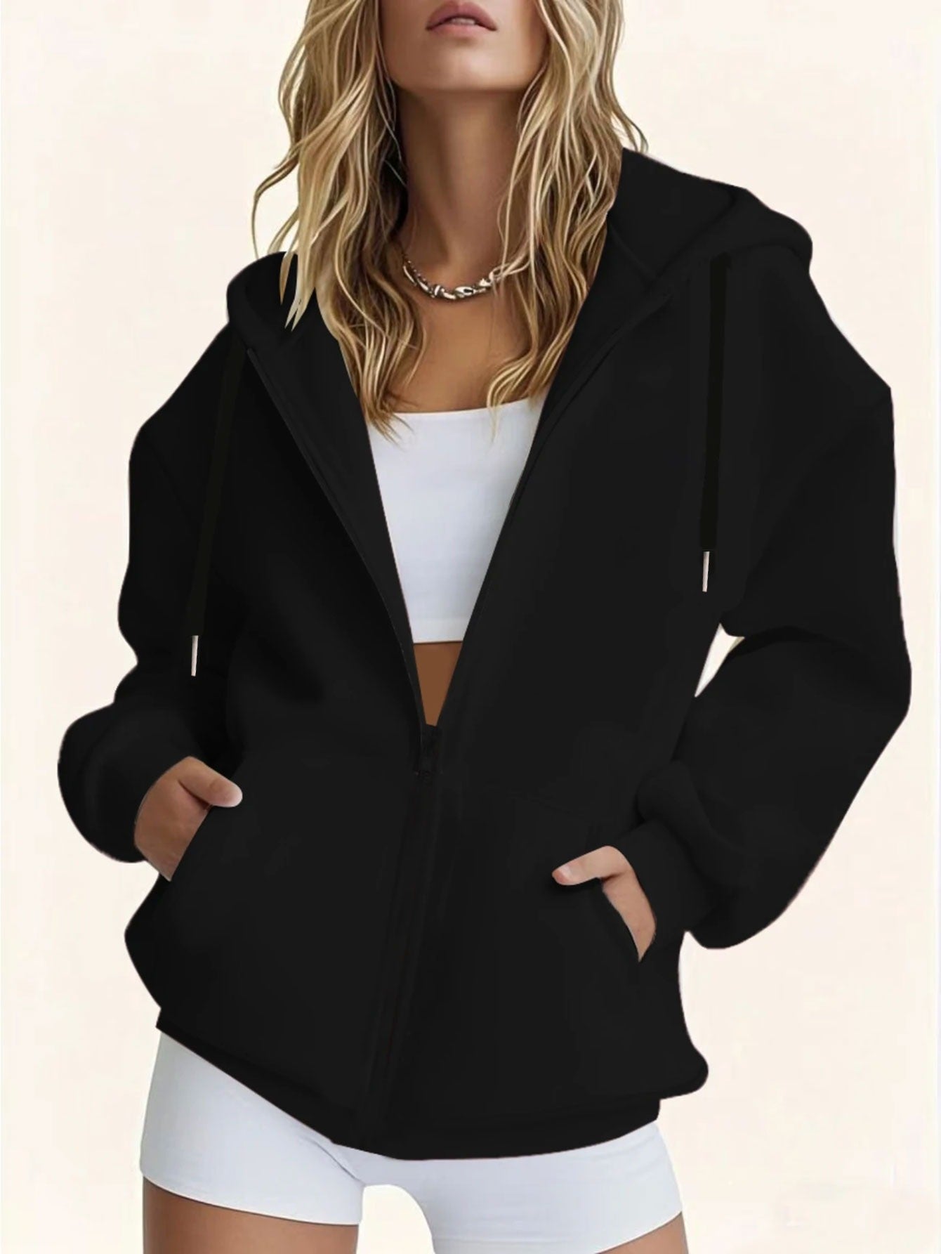 Plus-Size-Hoodie für Damen  lässige Langarmjacke für Herbst/Winter, maschinenwaschbar