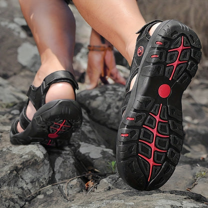 CLOHOO Marke Rindsleder Gummisohle Dicke Sohle Handgefertigte Freizeit Geschlossene Zehen Herren Sandalen