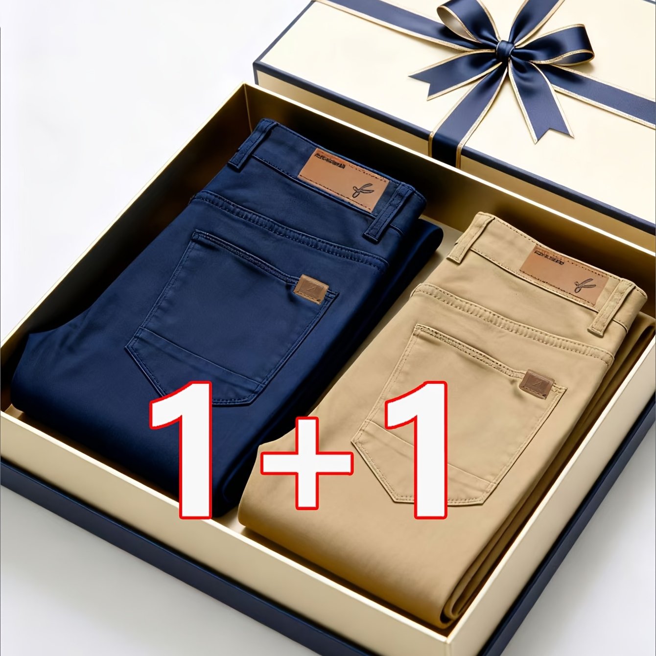 2er-Set Herren Allwetter Stretch-Chinohosen - Uni, Regular Fit, , bequem & langlebig