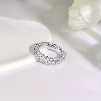 Women's 3-Row Eternity Ring, 14K Gold Plated with Cubic Zirconia, Eternity Band Ring Jewelry