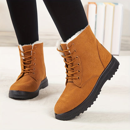 Damen-Winterstiefel für den Schnee - Rutschfeste PU-Sohle, Schnürverschluss, Gepolsterte Innensohle - Winterstiefel für Alltag und festliche Outfits - Erweiterte Größen bis US Damengröße 44 (EU 43) - Schwarze Stiefel für Winterabenteuer im Schnee