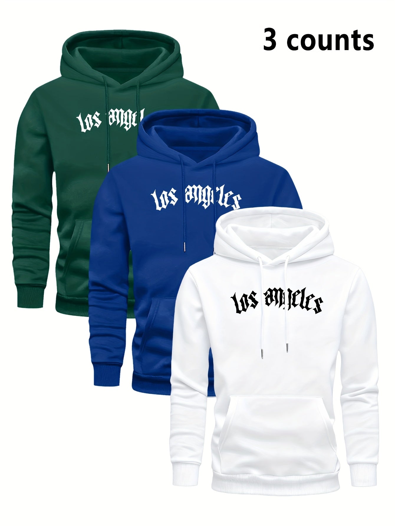 3er-Set Herren-Casual-Hoodies mit Fleece, stilvoll und vielseitig.