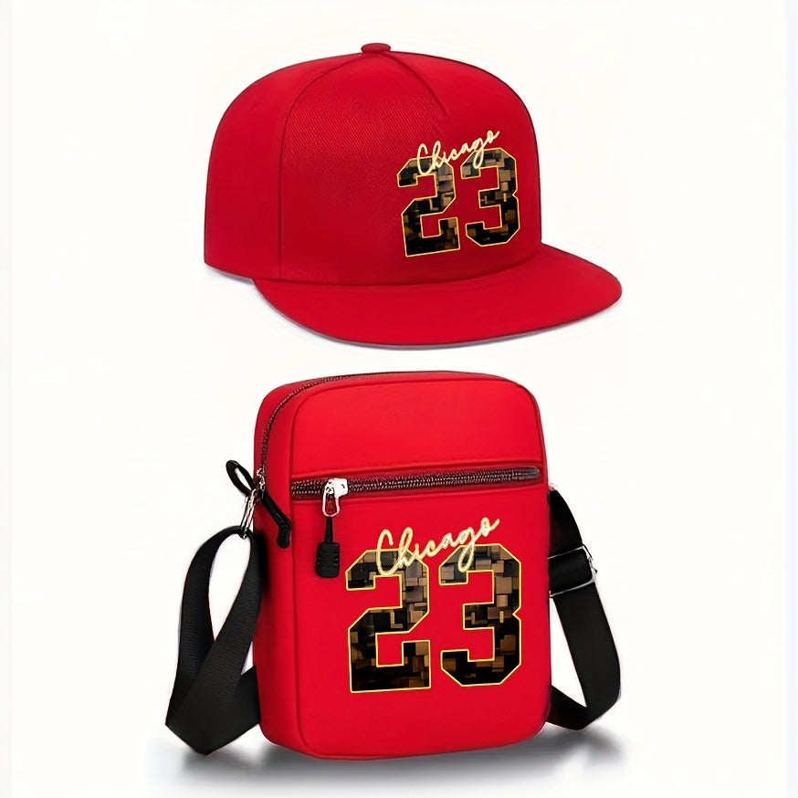 2-teiliges Set: Chicago 23 Golden Print Baseballcap & Crossbody-Tasche