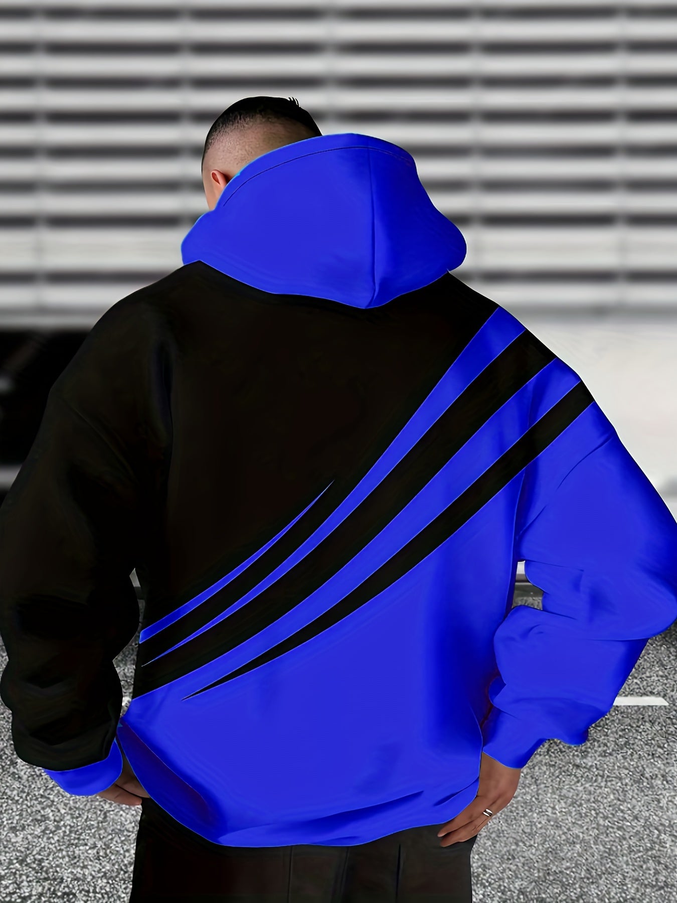 3D-gedrucktes Herren-Sweatshirt mit Tropfenschulter, langärmelig und Kapuze, PLUS SIZE