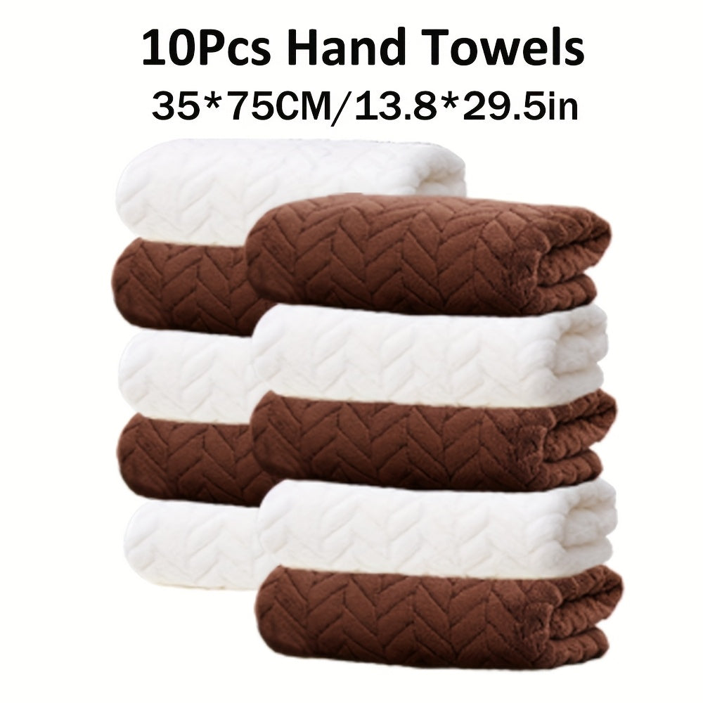 Set aus 10 einfarbigen Handtüchern mit den Maßen 35*75 cm aus Mikrofaser. Sie sind weich, bequem und sehr saugfähig
