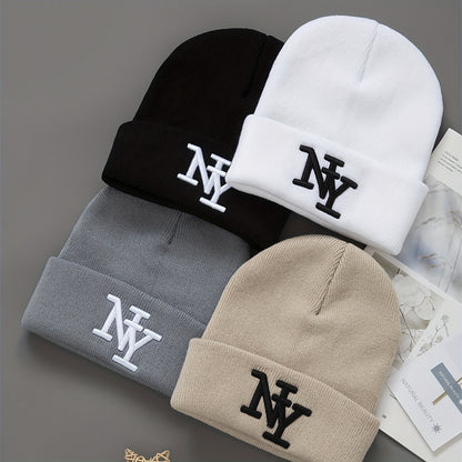 2er-Pack Unisex Wintermützen, einfarbig gestrickte Polyester-Outdoor, handwaschbar, modisch für den täglichen Gebrauch für Männer und Frauen