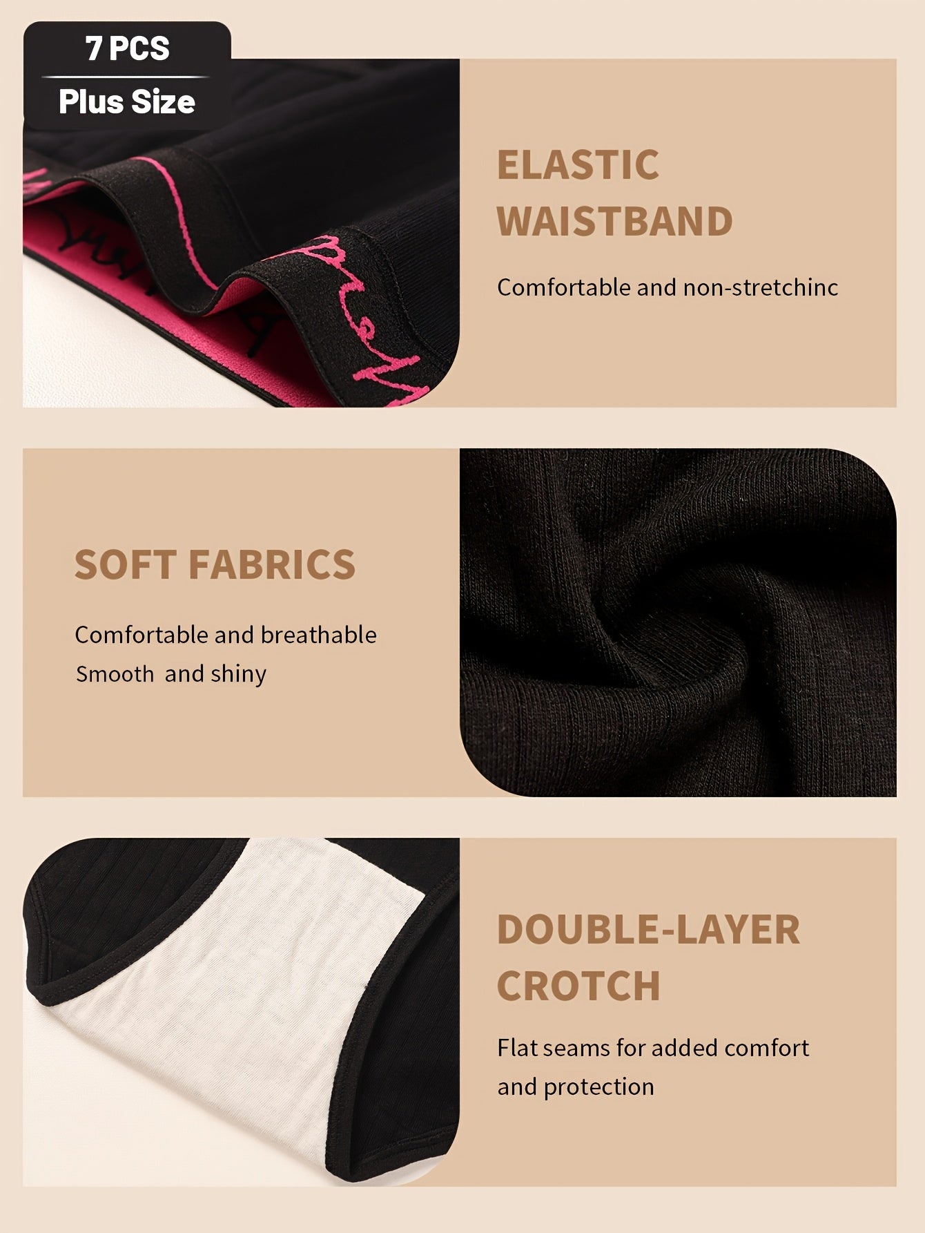 7-Stück Damen-Slips in grossen Größen , Elastisch