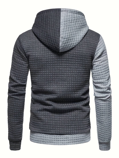 3er-Set kariertes Color-Block-Sporthoodie, vielseitiges Kapuzen-Sweatshirt, lässiges Street-Hoodie.