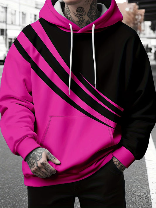 3D-gedrucktes Herren-Sweatshirt mit Tropfenschulter, langärmelig und Kapuze, PLUS SIZE