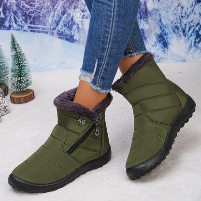 Damen Stiefeletten mit flauschigem Kragen, stilvolle Winterschuhe, bequemes Slip-On-Design, trendige kurze Stiefel, perfekt für kaltes Wetter