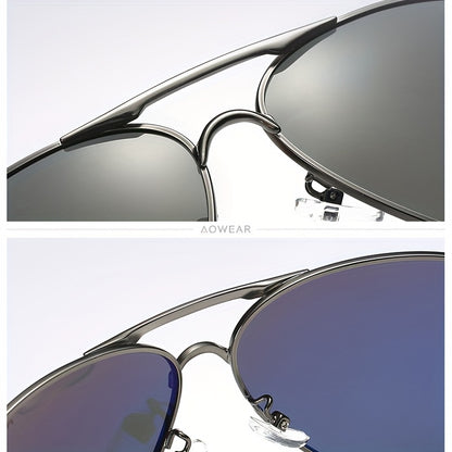 AOWEAR UV400 Piloten-Sonnenbrille für Männer mit polarisierten Spiegelgläsern zum Fahren