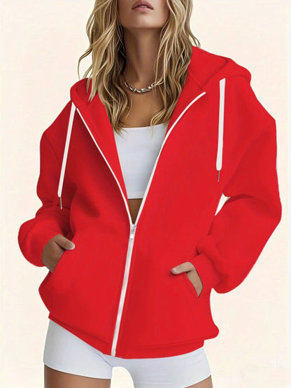 Plus-Size-Hoodie für Damen  lässige Langarmjacke für Herbst/Winter, maschinenwaschbar