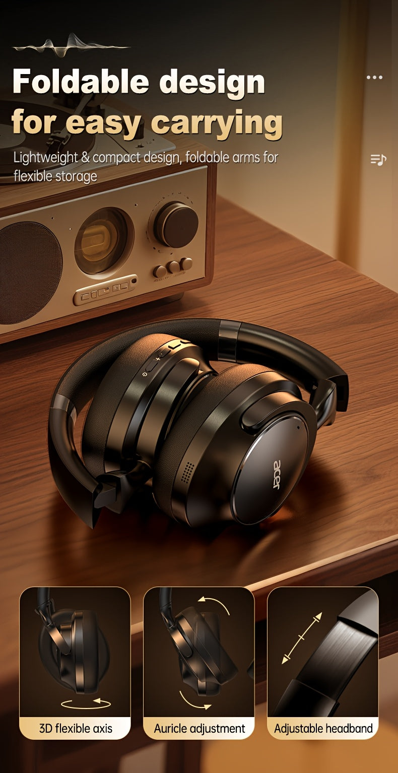 Acer Ohr560 Kabellose Kopfhörer | Over-Ear mit ANC Geräuschunterdrückung, Vollumfassendes Ohrdesign, Faltbar, Eingebautes Kondensatormikrofon, Hi-Fi Stereo Sound, HD ENC Anrufgeräuschreduzierung, Kompatibel mit 3,5-mm-Audiokabel, USA