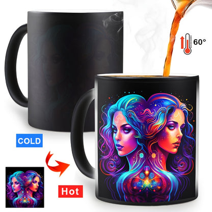 1 Stück 0,33Liter Zodiac Magic Farbwechsel-Becher - Lebhaftes Sternbild-Design, für heiße & kalte Getränke, perfekte Geschenkidee nur Handwäsche