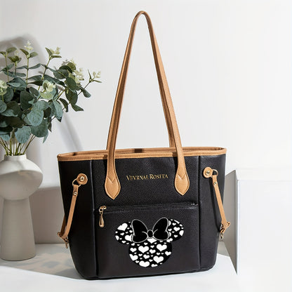 1 Stück Vintage Mickey Ohren Handtasche mit Print, Reißverschluss, Schultergurt für den täglichen Gebrauch
