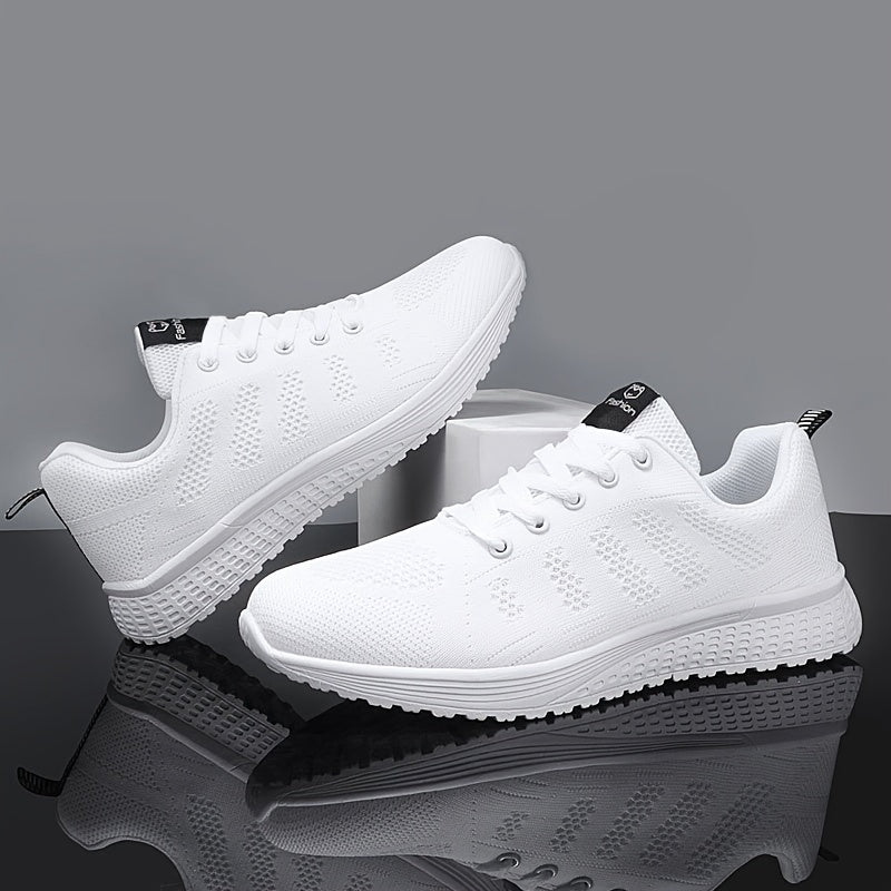 Damen Leichte Mesh-Sportschuhe - Atmungsaktive, Schnürschuhe zum Laufen mit EVA-Sohle, Modische Schwarze Freizeit- und Gehschuhe