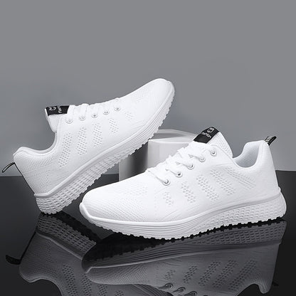 Damen Leichte Mesh-Sportschuhe - Atmungsaktive, Schnürschuhe zum Laufen mit EVA-Sohle, Modische Schwarze Freizeit- und Gehschuhe