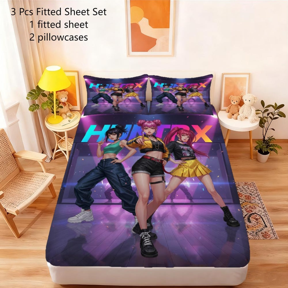 3-teiliges Kpop-Bettwäscheset, atmungsaktiv und bequem im Lakenstil, beinhaltet 1 Bettbezug und 2 Kissenbezüge, ein kernloser Matratzenschoner, ein stilvolles und langlebiges Essential zum Schutz der Matratze
