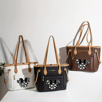 1 Stück Vintage Mickey Ohren Handtasche mit Print, Reißverschluss, Schultergurt für den täglichen Gebrauch