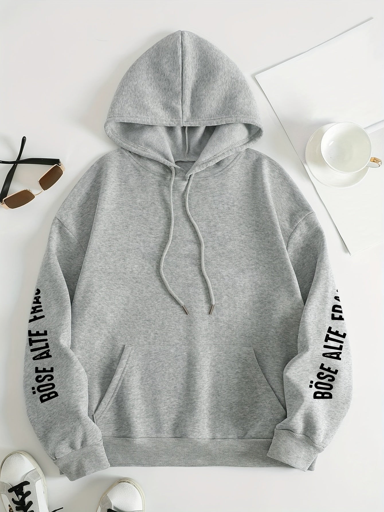 Große Größen  - Hoodie mit Totenkopf-Muster - Böse Alte Frau Druck