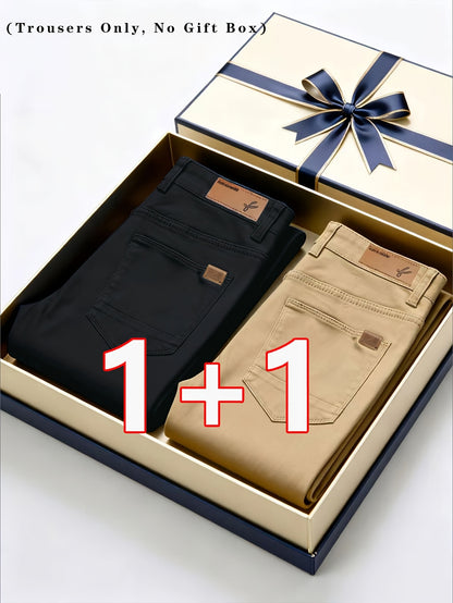 2er-Set Herren Allwetter Stretch-Chinohosen - Uni, Regular Fit, , bequem & langlebig