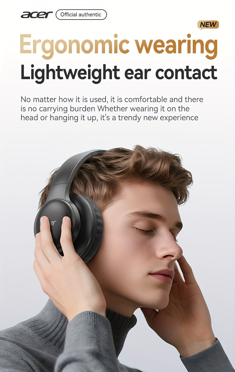 Aufgerüstete kabellose Over-Ear-Kopfhörer mit bassverstärktem Sound, leichtem klappbarem Design und integriertem Mikrofon. Inklusive 3,5-mm-Audiokabel