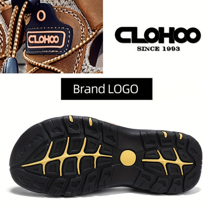 CLOHOO Marke Rindsleder Gummisohle Dicke Sohle Handgefertigte Freizeit Geschlossene Zehen Herren Sandalen