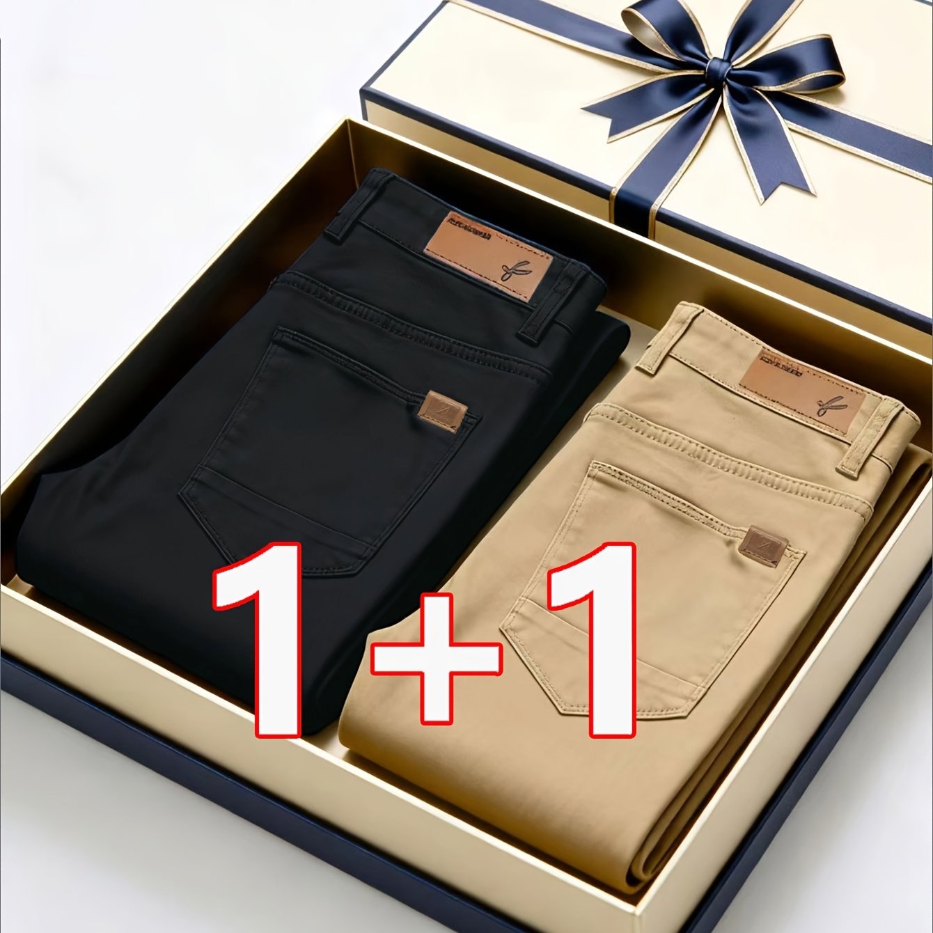 2er-Set Herren Allwetter Stretch-Chinohosen - Uni, Regular Fit, , bequem & langlebig