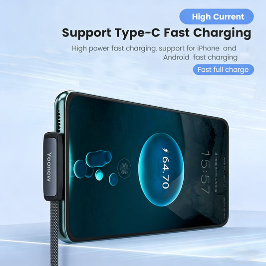 KAXOE 90-Grad-Winkel USB Typ-C Kabel | Schnellladefähig, Geflochtenes Daten-Sync-Kabel, USB zu Typ-C, Kompatibel mit Xiaomi, Samsung, Android-Handy, für Gaming