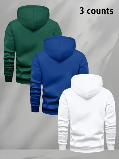 3er-Set Herren-Casual-Hoodies mit Fleece, stilvoll und vielseitig.