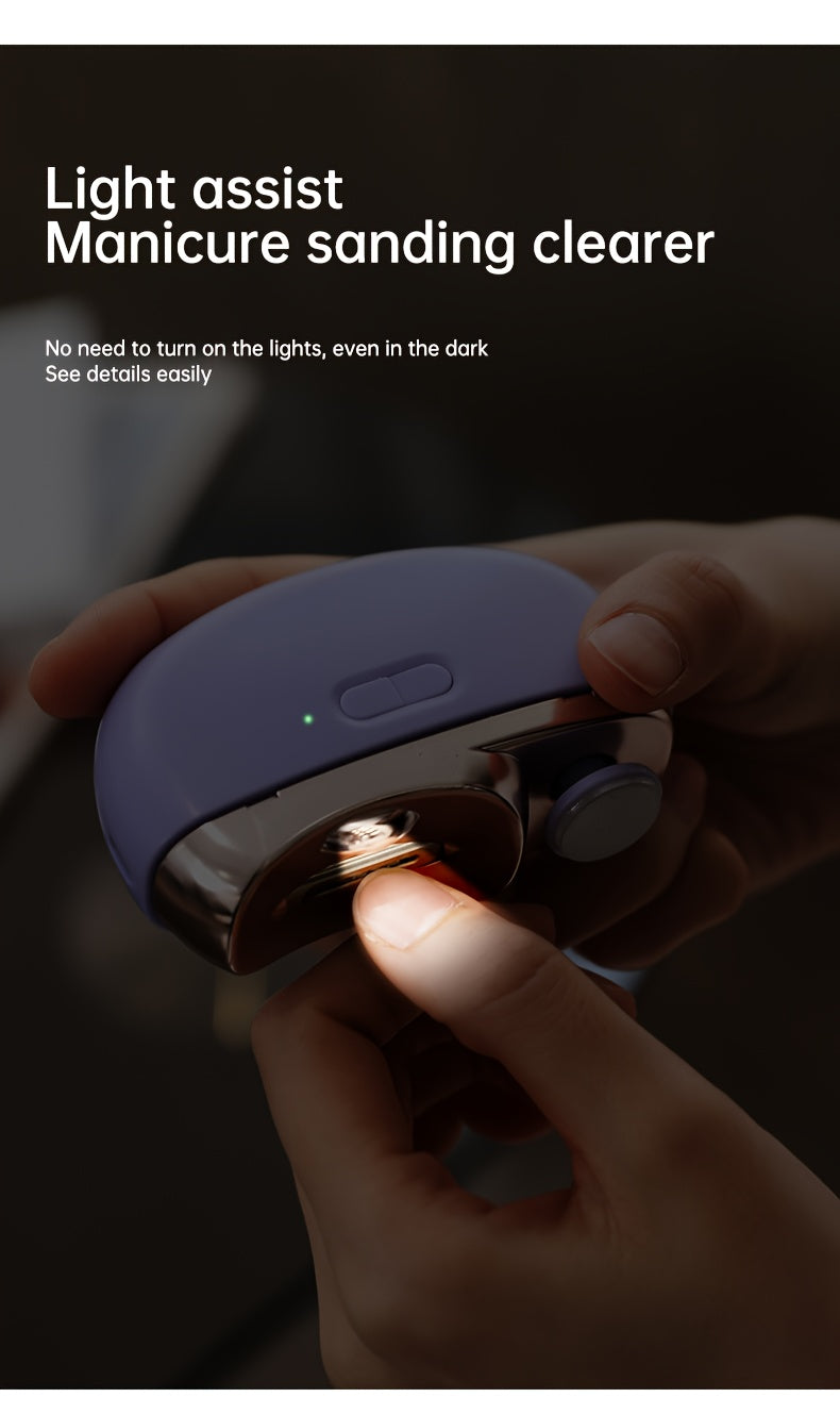 2-in-1 Elektrischer Nagelknipser und Polierer mit LED-Licht, Anti-Quetsch-Sicherheitsfunktion, Polier- und Schleiffunktionen, USB-Aufladung, Multifunktionales Maniküre-Werkzeug