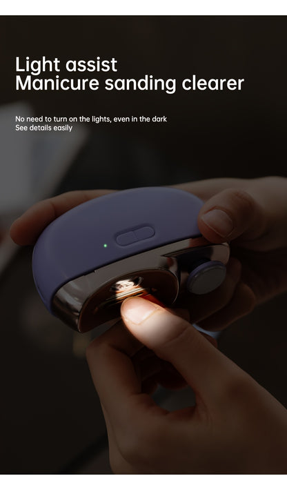 2-in-1 Elektrischer Nagelknipser und Polierer mit LED-Licht, Anti-Quetsch-Sicherheitsfunktion, Polier- und Schleiffunktionen, USB-Aufladung, Multifunktionales Maniküre-Werkzeug